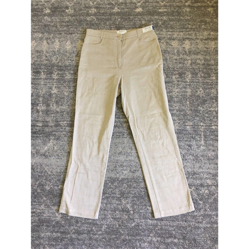 Brax Womens Size 38 Pants Tan Textured Slacks Made In Germany O1